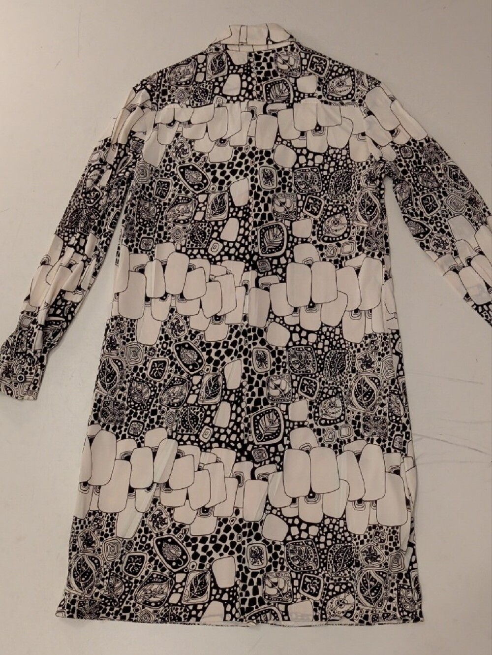 True Vintage Leo Narducci Mod 70s Black & White Long Sleeve Shirt Dress Not Perf - Picture 10 of 16